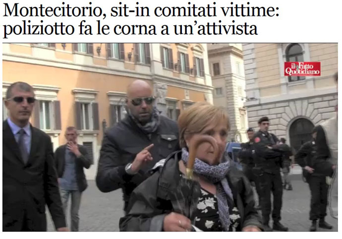 Montecitorio. Poliziotto fa le corna a un’attivista del 29 giugno