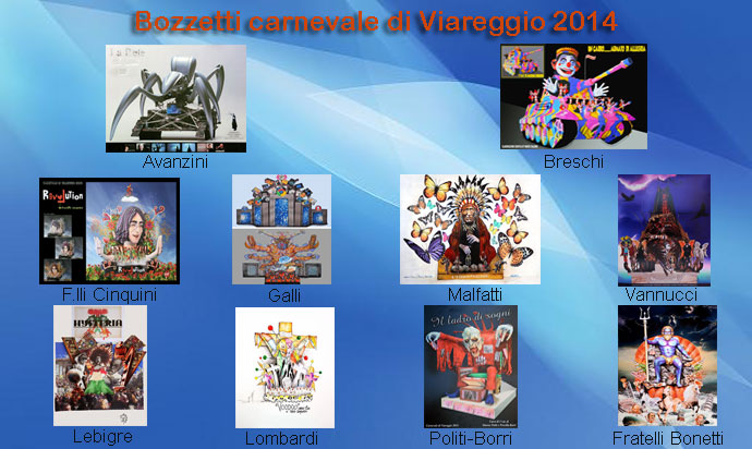 Carnevale di Viareggio 2014, in anteprima tutti i BOZZETTI dei CARRI 1° CATEGORIA!