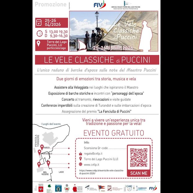 25 e 26 aprile: l’unico raduno di vele d’epoca sulle note del maestro Puccini