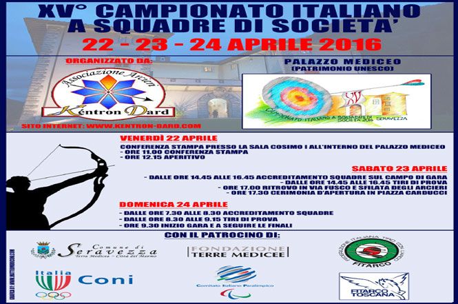 XV Campionato Italiano a Squadre di Società Palazzo Mediceo - Seravezza (LU), 23/24 aprile 2016