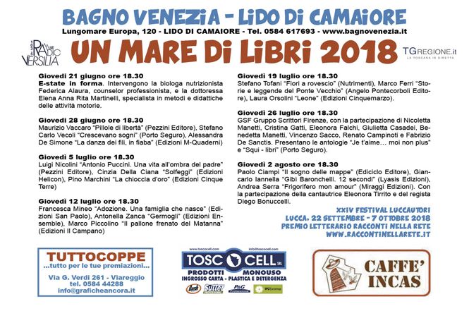 Un mare di libri al Bagno Venezia di Lido di Camaiore Con Francesca Mineo, Antonella Zanca e Marco Piccolino