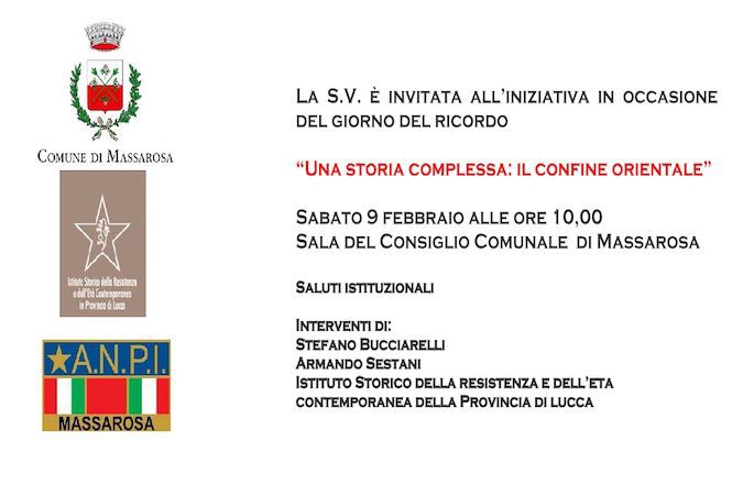 Foibe, sabato a Massarosa giornata del ricordo