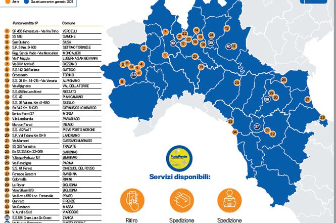 Poste Italiane: In Toscana con Ip sara’ possibile spedire e ricevere pacchi anche al distributore