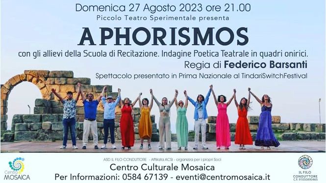 Aphorismos il nuovo spettacolo di Federico Barsanti al Mosaica domenica ore 21,00
