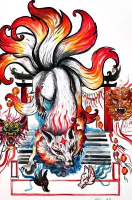 2° categoria -L’ira della Kitsune di Fabrizio e Valentina Galli:  bozzetto e descrizione