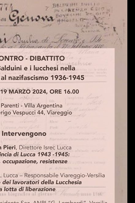 Duilio Balduini e la resistenza Lucchese al nazifascismo al centro di un incontro a Villa Argentina