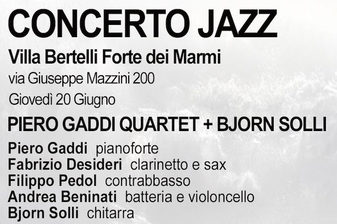Concerto jazz giovedì prossimo nel giardino di Villa Bertelli