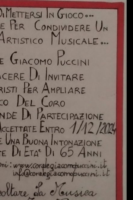 La corale Puccini amplia il suo organico