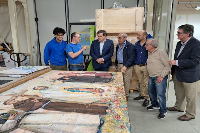 Un mosaico di 34 pannelli realizzato a Pietrasanta per la chiesa di Saint Bede in Virginia