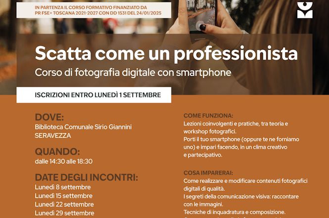 Corso gratuito a Seravezza per imparare i segreti della fotografia