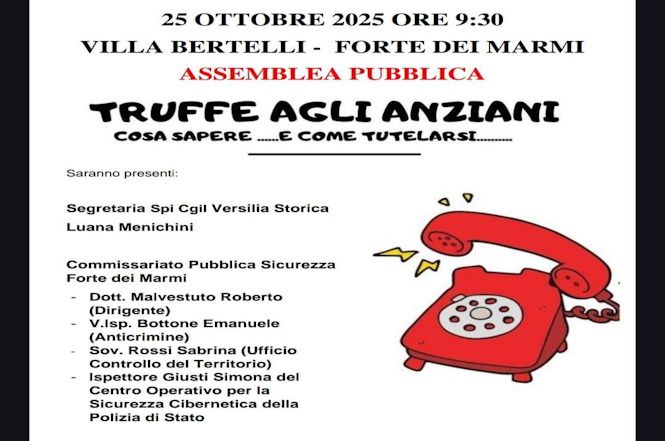 Truffe agli anziani: un’assemblea pubblica a Villa Bertelli per informare e prevenire