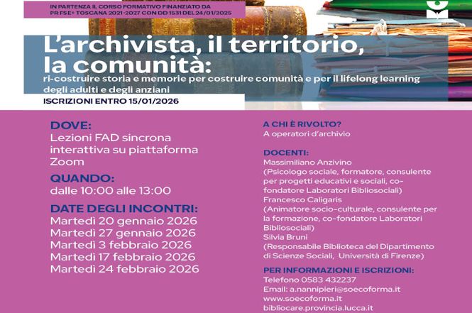 Bibliocare, archivi come luoghi vivi: al via il corso gratuito per archivisti