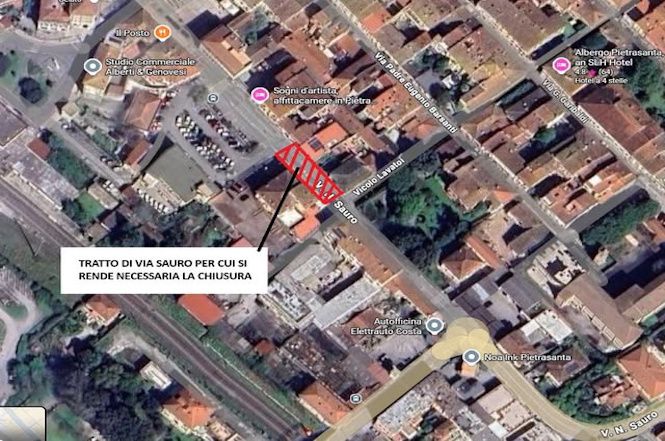 Pietrasanta, divieto di viabilità tra mercoeldi e sabato