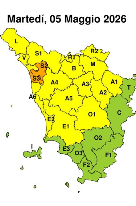 Emessa allerta arancio per pioggia per domani 5 maggio in zone S2 (Serchio Lucca) e S3 (Serchio costa)